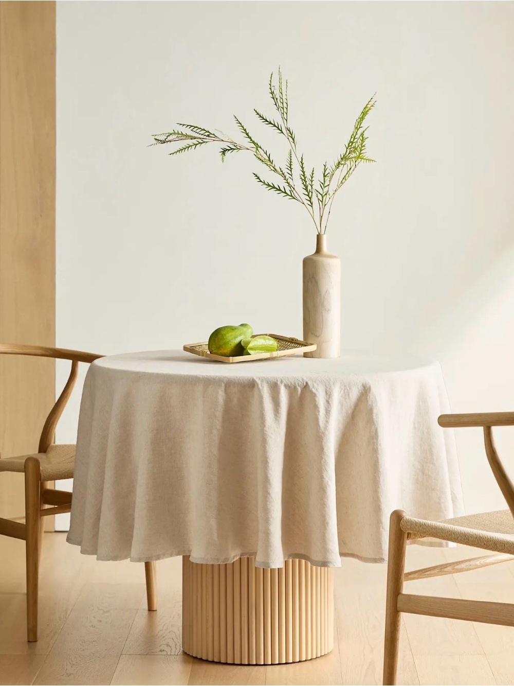 European Linen 70” Round Tablecloth in Flax - Retail $50